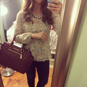 Charming Charlie Pastel Floral Lace Blouse